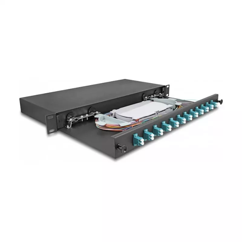 Caja de empalme de fibra óptica DeLOCK 67004 negra metal 482x220x44mm