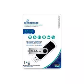 MediaRange MR932 - Unidad flash USB - 32 GB - USB 2.0 / Micro-USB - Negro/Plata (MR932-2)