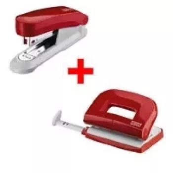 Grapadora NOVUS E15+ con perforadora E210, roja