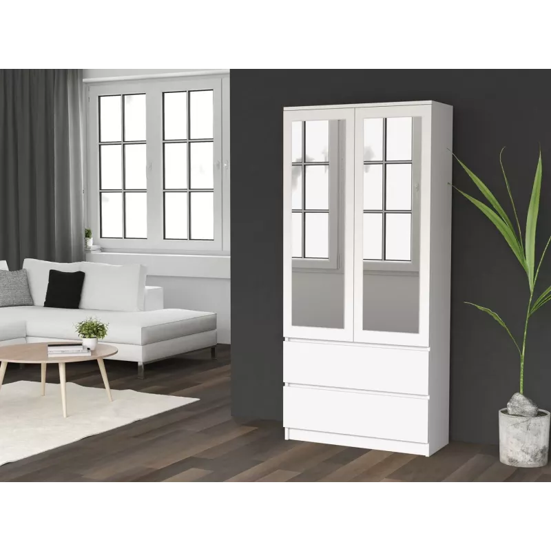 Armario ropero Topeshop SS-90 BIEL LUSTRO 5 baldas 2 puertas blanco