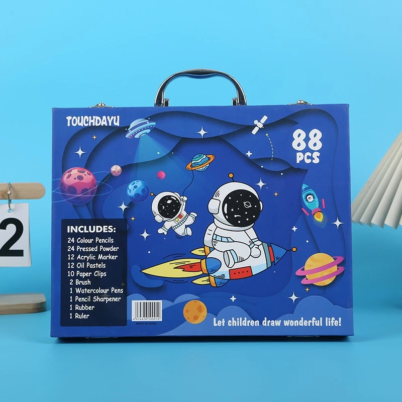 Set de pintura artística Extralink Blue Astronaut — 88 piezas (colores, pinceles, accesorios)