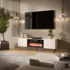 Mueble TV cama meble LUCCA 180x40x59 cm, superficie cashmere, chimenea negra