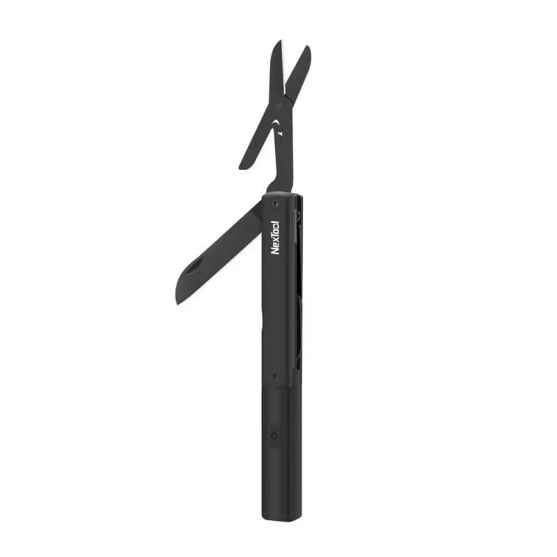 Bolígrafo linterna multifunción Nextool NE20026 — LED 50 lm, 90 min de autonomía, cuchillo de acero inoxidable, tijeras, USB-C, aluminio, 125×15 mm, 38 g