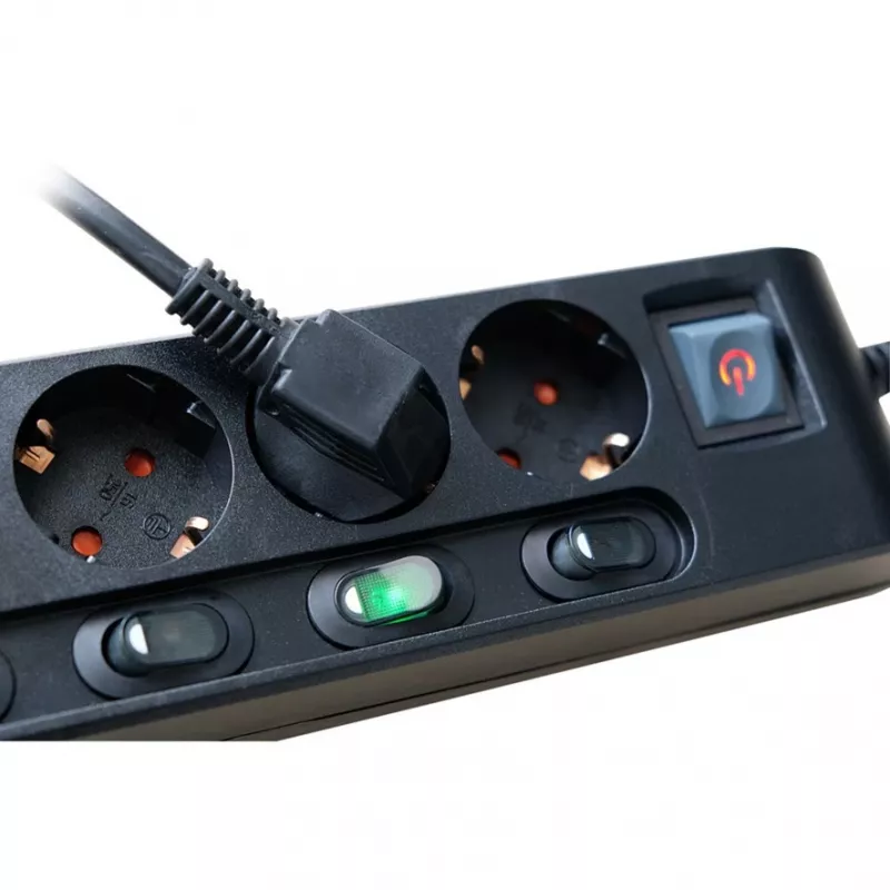 Regleta Brennenstuhl con interruptor individual 6 tomas – 6 dispositivos conmutables individualmente, cable de 2 m, negro