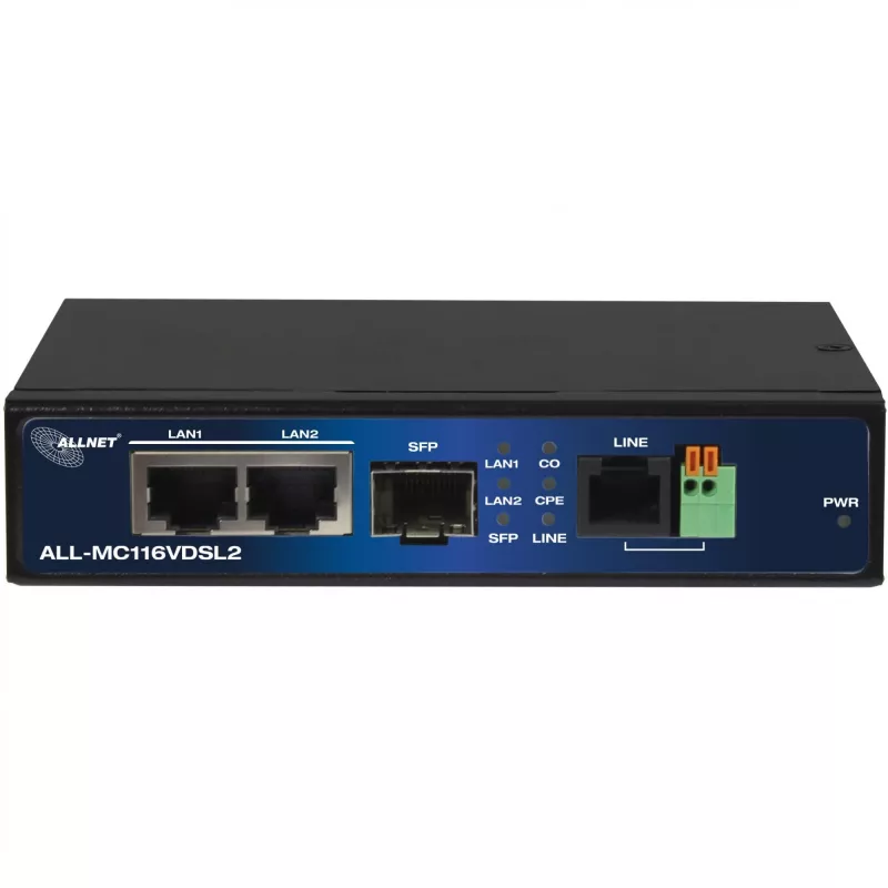 Módem ALLNET ALL-MC116VDSL2 160 Mbit/s 2x RJ45 SFP Negro