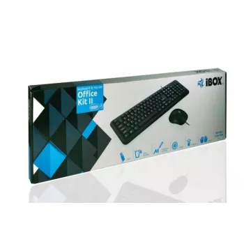 iBox OFFICE KIT II Conjunto de teclado y ratón con USB, QWERTY, Inglés, Negro