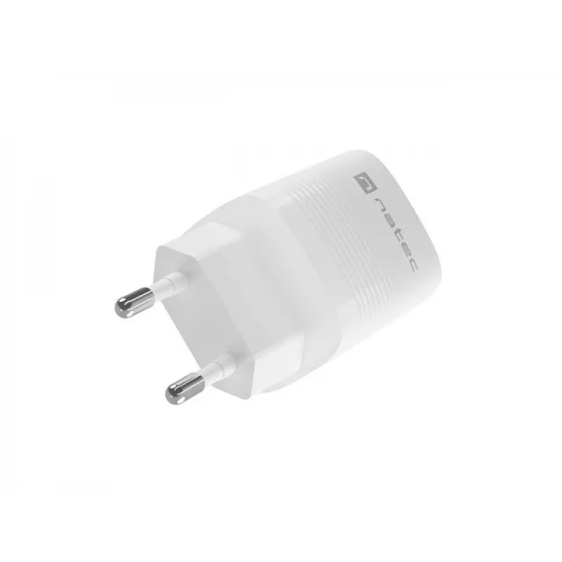 Cargador con cable para dispositivos móviles NATEC NUC-2140, 30W, USB-C PD 3.0 + USB-A, Samsung AFC, blanco