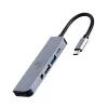 Gembird A-CM-COMBO5-02 dock para portátil/replicador de puertos USB con cable USB 3.2 Gen 1 (3.1 Gen 1) Type-C plata