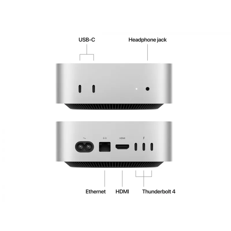 Apple Mac mini Apple M M4 16 GB 512 GB SSD macOS Sequoia Mini PC Plata