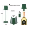 Beper P201UTP115 lámpara de mesa LED recargable, 1,5 W, interruptor táctil, regulable, adaptador para botella de 33 mm, resistente al agua, verde