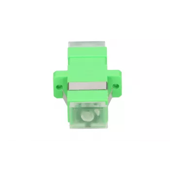 Adaptador de fibra óptica Extralink SC/APC monomodo simplex con tapones antipolvo transparentes, verde