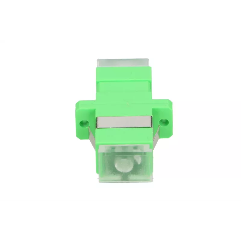 Adaptador de fibra óptica Extralink SC/APC monomodo simplex con tapones antipolvo transparentes, verde