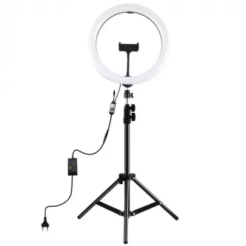 Anillo de luz LED 30 cm con trípode hasta 1,1 m y soporte para móvil