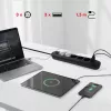 Regleta de enchufes MACLEAN MCE395 B — 5 enchufes, 3×USB, 110–240V AC, 2,1A USB, 2500W, cable de 1,5 m, negra