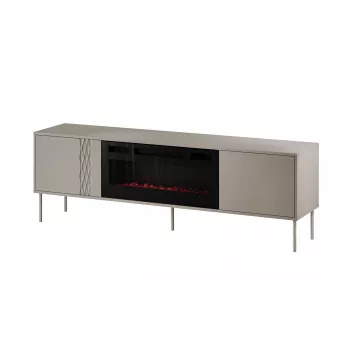 Mueble TV con chimenea Cama Meble TRESSE 180x40x54,5 cm — marco negro, superficie en cashmere mate