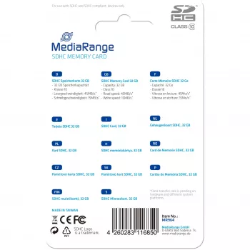 MediaRange - Tarjeta de memoria flash - 32GB - Class 10 - SDHC - azul (MR964)