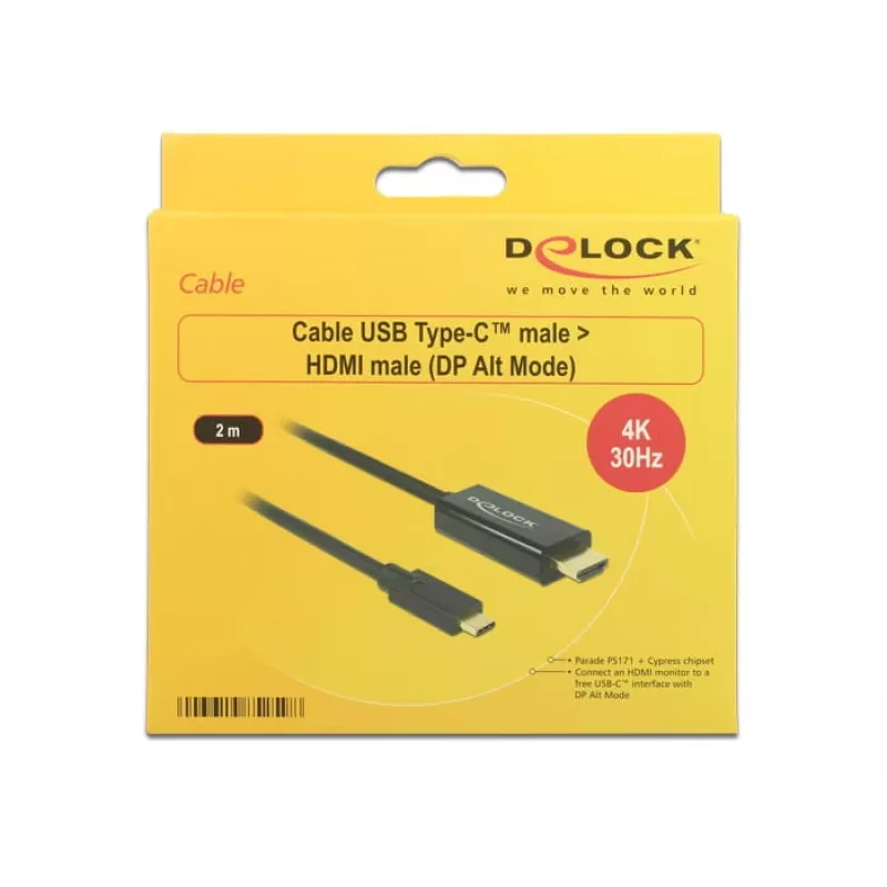 Adaptador de cable de vídeo DeLOCK 85259 USB Type-C a HDMI 2 m negro