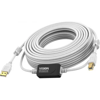 Vision White cable USB 2.0 15m USB A a USB B 0,48 Gbit/s