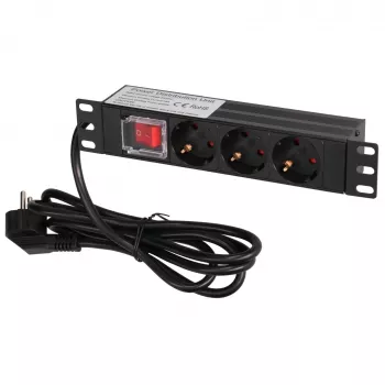Extralink 10 1U 3 tomas EU Type PDU de alimentación con interruptor PDU 3-EU