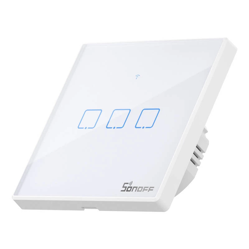 Interruptor de luz inteligente de pared Sonoff T2 EU TX 3 canales Wi‑Fi + RF 433 control