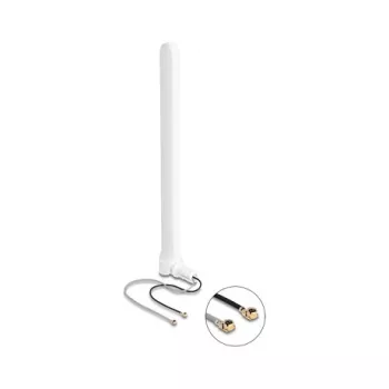 Antena doble WiFi 6 DELOCK con 2 conectores macho I-PEX MHF I — antena de red omnidireccional
