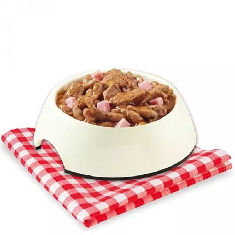 STUZZY Sfilaccetti pollo con jamón - Comida húmeda para perros - 100 g