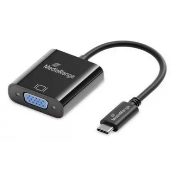 Convertidor de vídeo USB-C a VGA MediaRange MRCS229 20 cm — adaptador de cable negro