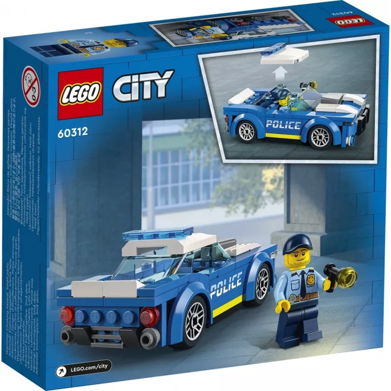 LEGO 60312 City Coche de Policía juguete para niños a partir de 5 años con minifigura de agente pequeña idea de regalo serie Aventuras vehículo de persecución set de construcción Singl