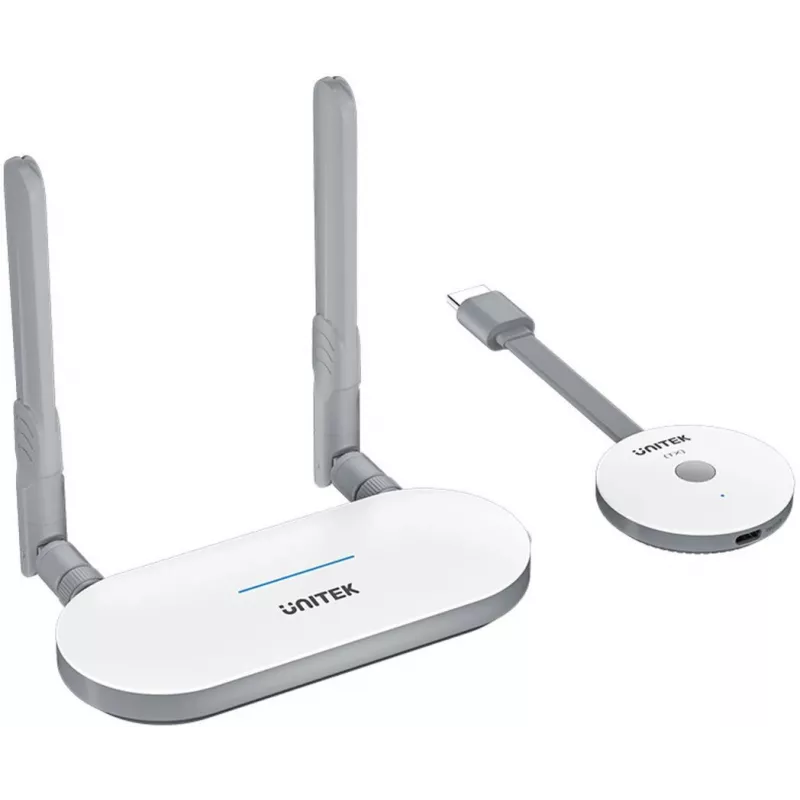 Sistema inalámbrico de transmisión de señal HDMI AV Unitek V1183A01, transmisor y receptor, alcance hasta 50 m
