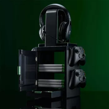 Numskull Games Estuche oficial de juegos Xbox, soporte para discos de juegos, Xbox, negro, con cable