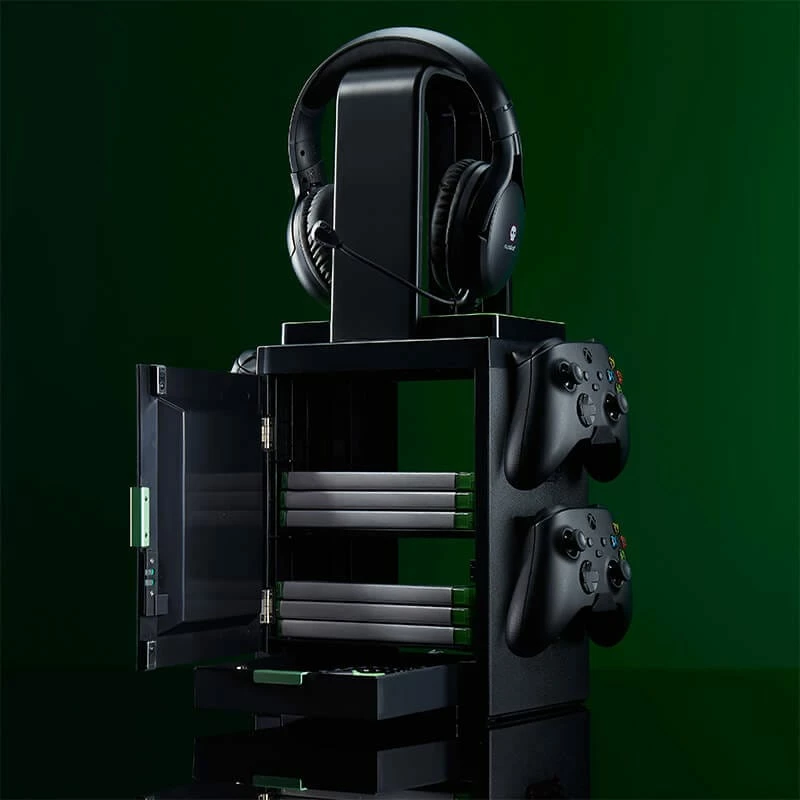 Numskull Games Estuche oficial de juegos Xbox, soporte para discos de juegos, Xbox, negro, con cable