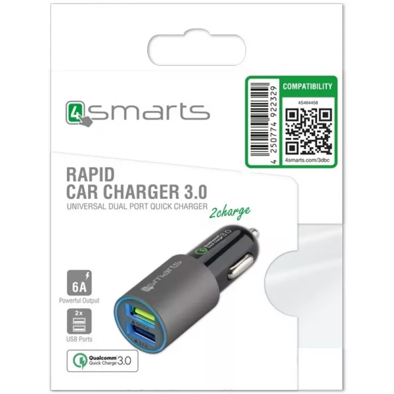 Cargador para móvil 4smarts 464458 negro gris coche