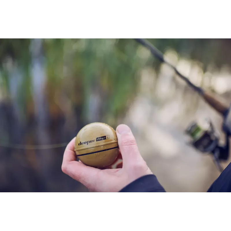 Sonda de pesca portátil Deeper CHIRP+ 2 (100 m, 675 kHz, cono de 47°, Wi‑Fi, GPS, color arena)