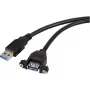 Renkforce cable USB USB 3.0 conector macho USB-A, conector hembra USB-A 1,00 m negro para instalación, bloqueo por tornillo RF-5720388 (RF-5720388)