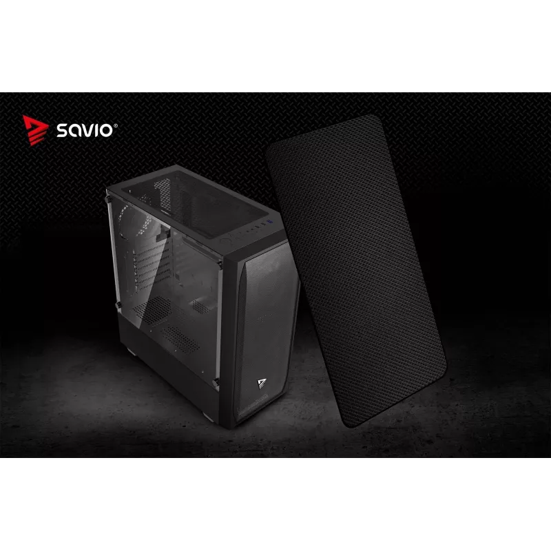 Caja de PC SAVIO Noctis Flow — Cube Mini-ITX/Micro-ATX/ATX, 3x120mm frontal, 1x120mm trasero, 2 bahías de 3,5 pulgadas + 3 de 2,5 pulgadas, cristal templado