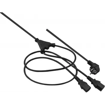 helos 262674 Cable de alimentación en Y, enchufe Schuko a 2x C13, 2 m, negro