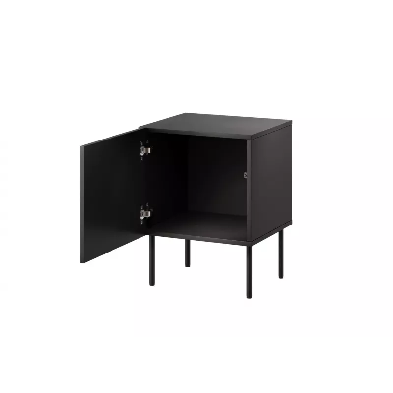 Mesita de noche Cama Meble SIENA set de 2, 44,5×40×59 cm, negro mate, MDF y aglomerado