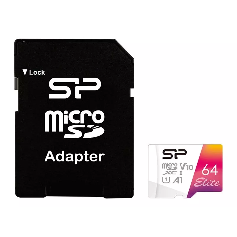 Silicon Power Elite microSDXC 64GB UHS-I Class 10 V10 Tarjeta de memoria con adaptador (SP064GBSTXBV1V20SP)