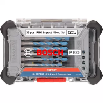 Juego de brocas y puntas Bosch PRO 35 piezas 2608522518 — brocas y puntas de atornillar surtidas para metal, madera y mampostería