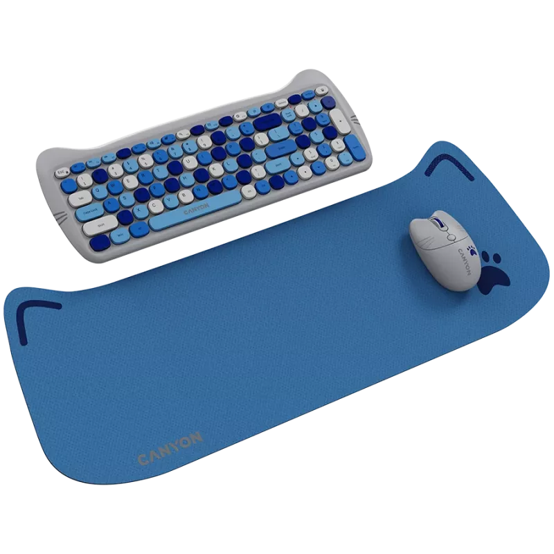 Conjunto de teclado y ratón inalámbricos CANYON HSET-W6 Kitty Edition AAA AA azul