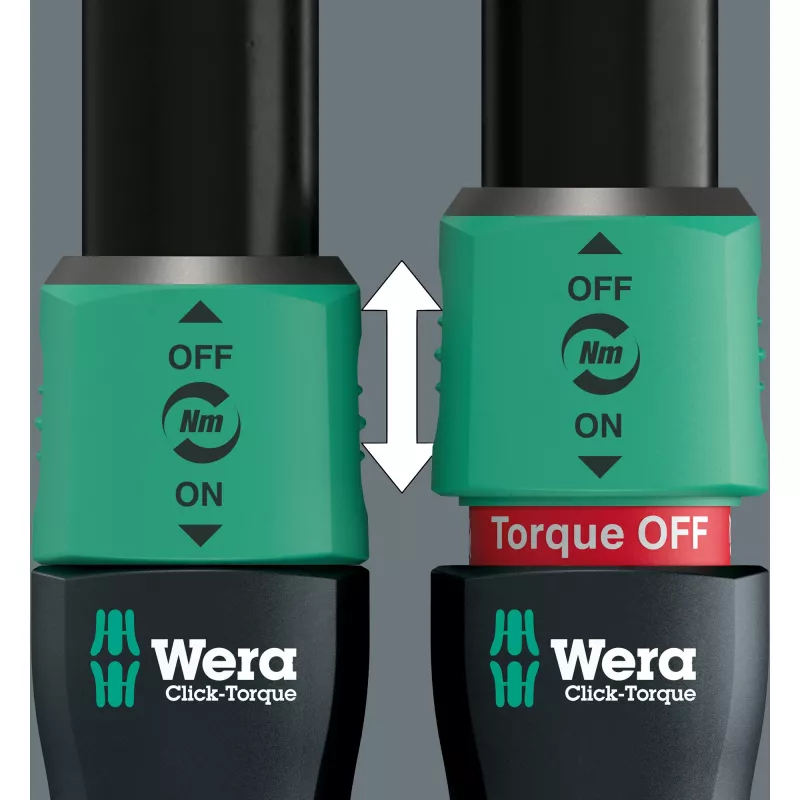 Wera Click-Torque Lock C3 05075692001 llave dinamométrica con carraca reversible, 1/2 pulgada, 40–200 Nm, negro/verde