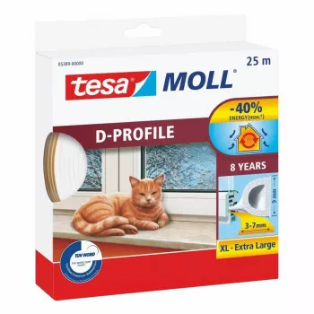 Cinta de sellado de goma Tesa perfil D H0538900 para ranuras de 3–7 mm, 0,009 x 25 m