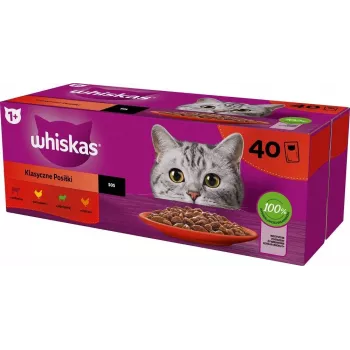 WHISKAS Classic Meals Mix – alimento húmedo para gatos – 40x85 g