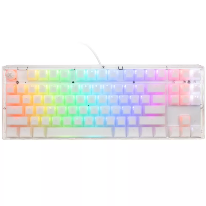 Ducky One 3 Aura White TKL teclado gaming RGB LED - Kailh Jellyfish Y US - teclado gaming blanco en formato TKL - distribución de teclas US - compatible con hot-swap