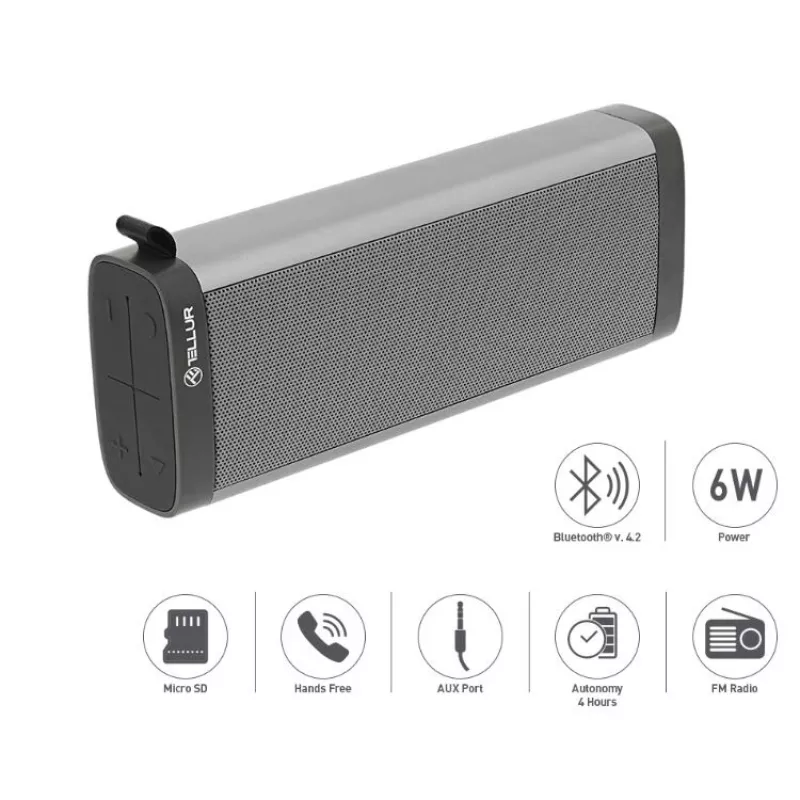 Altavoz portátil Tellur Altavoz Bluetooth Selene Gray