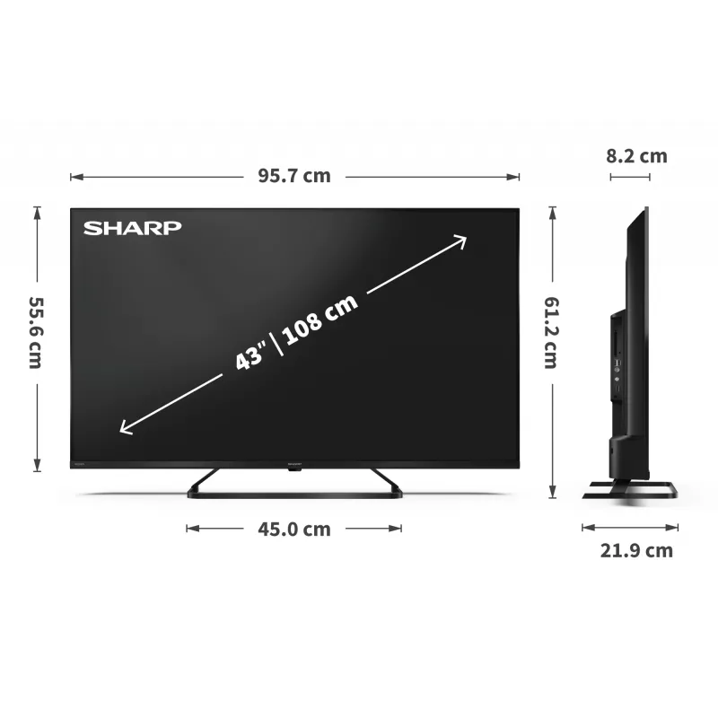 Sharp 43HP6265E TV Google UHD negro