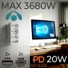 Regleta de enchufes MACLEAN MCE248 F/W — 3 tomas AC (1×16A, 2×6A) + 4×USB (2×A, 2×C PD 20W), conector EU, blanco