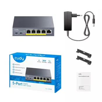 Switch CUDY GS105P 5 puertos Gigabit PoE+ 36W