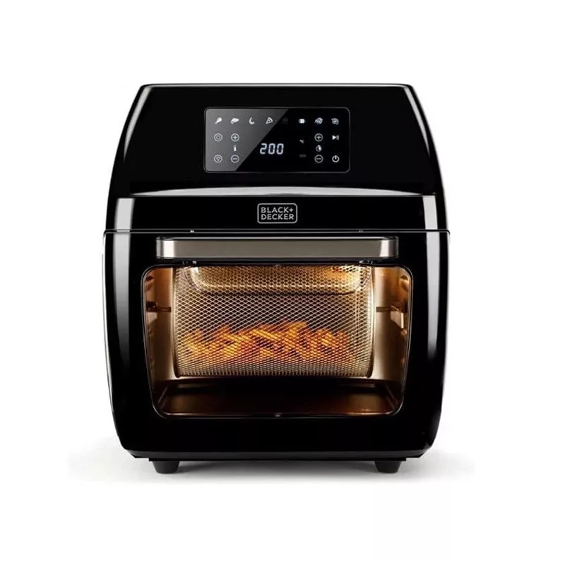 Freidora de aire Black & Decker BXAFO1200E — 12 L, 1700 W, control táctil, 40–200 °C, asador giratorio, hornear y freír