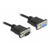 Delock RS-232 Cable serie, D-Sub 9 macho a hembra, carcasa de conector estrecha, 3 m, negro